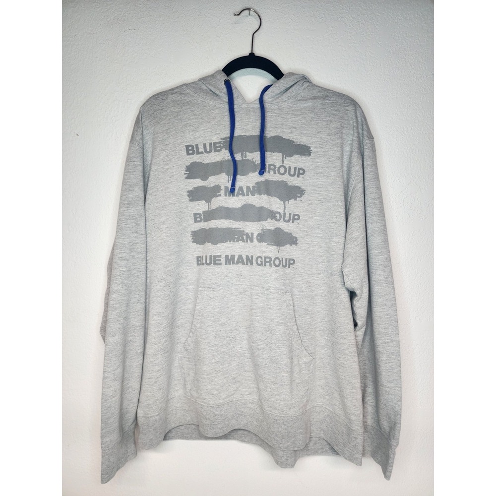 Blue Man Group Long Sleeve Hoodie Sweatshirt Mens Size XL Gray